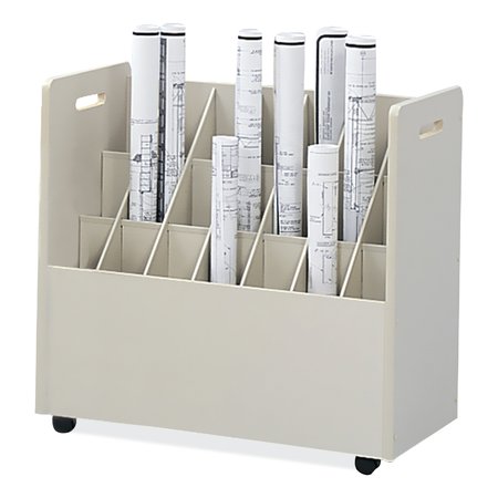 Safco Mobile Roll File, 21 Compartments, 30.25w x 15.75d x 29.25h, Tan 3043
